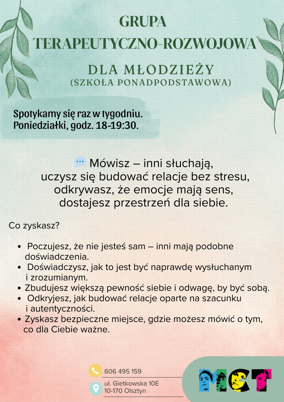 Rusza rekrutacja do grupy terapeutyczno-rozwojowej dla uczniów szkół ponadpodstawowych!