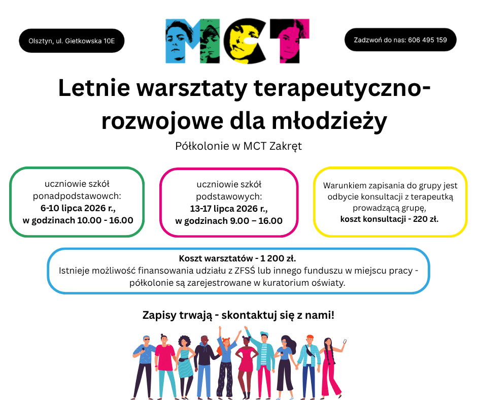 Letnie warsztaty terapeutyczno-rozwojowe dla młodzieży